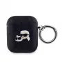 Karl Lagerfeld PU Įspaustas Karl ir Choupette Galvos Dėklas, skirtas AirPods 1/2, Juodas