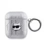 Karl Lagerfeld PU Embossed Choupette Head Case for AirPods 1/2 sidabrinis