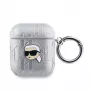 Karl Lagerfeld PU Embossed Karl Head Case for AirPods 1/2 sidabrinis