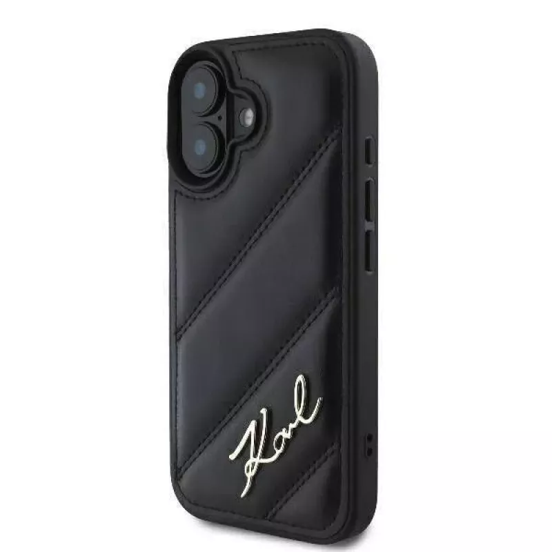 Karl Lagerfeld dėklas iPhone 16, Quilted Signature, juodas