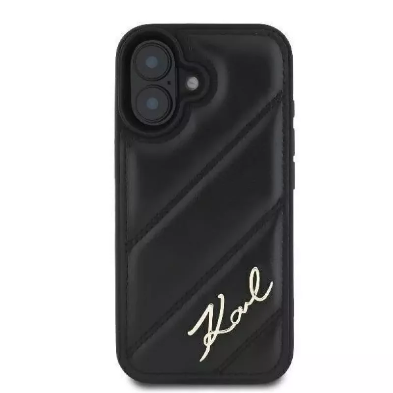 Karl Lagerfeld dėklas iPhone 16, Quilted Signature, juodas