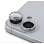 Guess fiksuoto blizgaus dizaino apsauginis lęšis Apple iPhone 16/16 Plus, sidabrinės spalvos