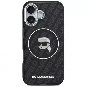 Karl Lagerfeld Apple iPhone 17 Silikono Dėklas su MagSafe KL Head Logo Juodas