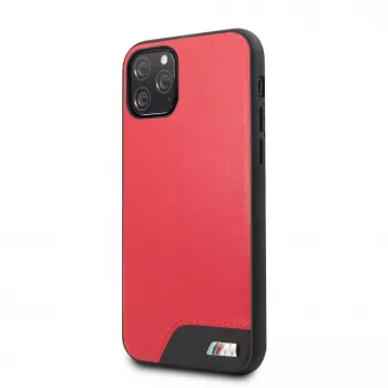 BMW Apple iPhone 11 Pro kietas dėklas, lygi PU oda, raudonas