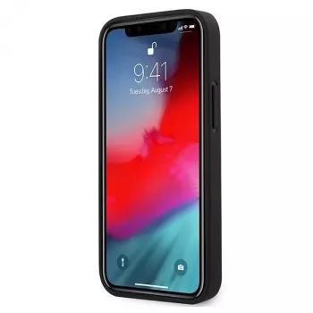 Guess GUHCP12SVSATMLRE Saffiano Hard Case, skirta Apple iPhone 12 Mini – Raudona