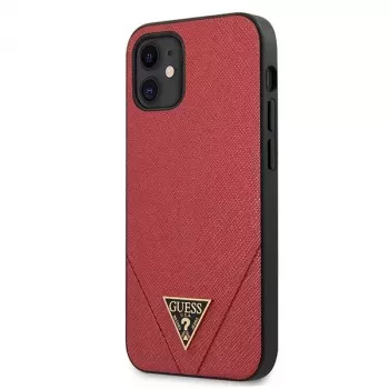 Guess GUHCP12SVSATMLRE Saffiano Hard Case, skirta Apple iPhone 12 Mini – Raudona