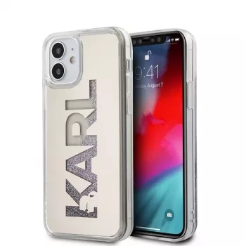 Karl Lagerfeld iPhone 12 mini 5.4'' Liquid Glitter Multi Mirror Cover sidabrinis
