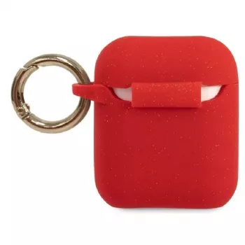 Guess AirPods Pro „Glitter“ Silikoninis Dėklas Raudonas