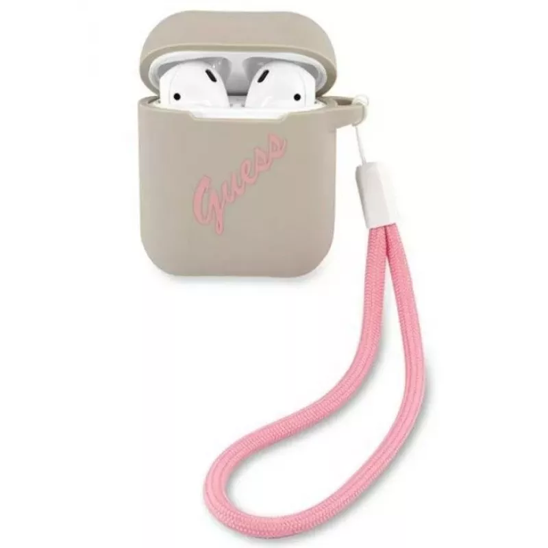 Guess Apple AirPods 1/2 Cover Silicone Vintage Case Grey