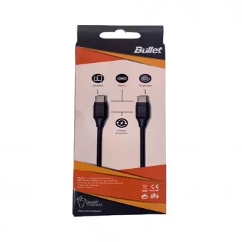 BULLET USB-C į USB-C laidas 1m, 2,4A Juodas