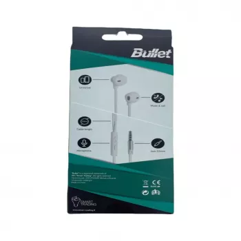 BULLET Earphones 3,5mm, 120 cm, White