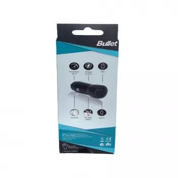 BULLET USB automobilinis kroviklis Q3.0 + Type C 2.4A juodas