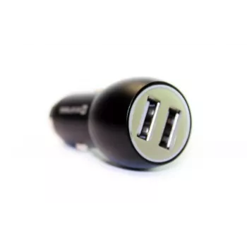 Evelatus EC7DC01 Automobilinis USB įkroviklis 3.1A 2 USB prievadai su nerūdijančio plieno avariniu įrankiu juodas