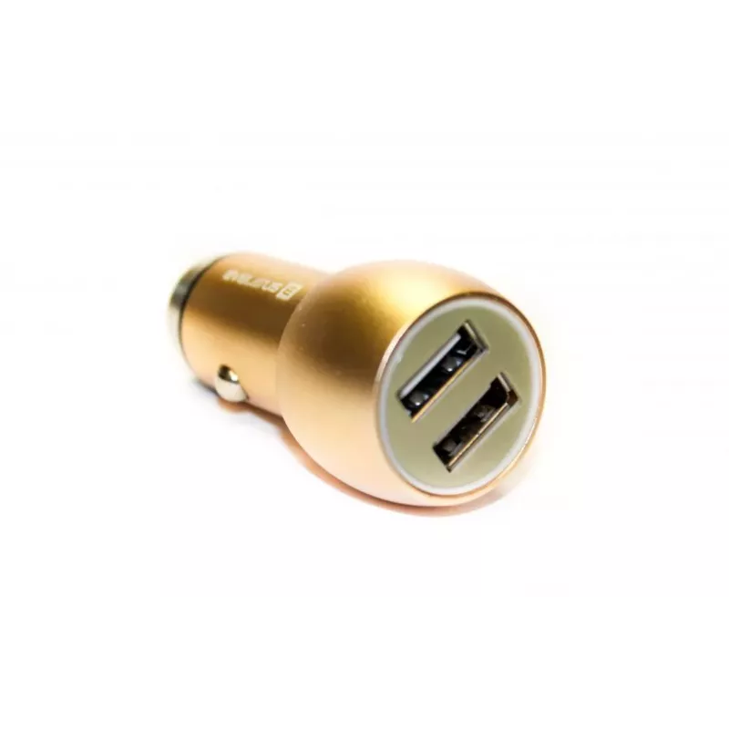 Evelatus ECC01 GOLD Automobilinis įkroviklis 2 USB prievadai 3.1A su nerūdijančio plieno avariniu įrankiu Auksinis