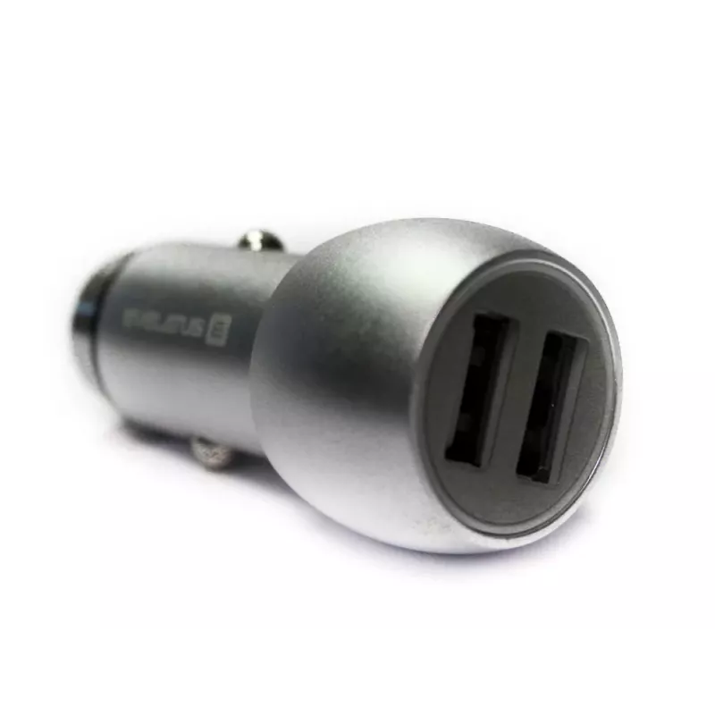 Evelatus Universal Car Charger ECC01 2USB Port 3.1A su Nerūdijančio Plieno Gelbėjimo Įrankiu Sidabrinis