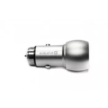 Evelatus Universal Car Charger ECC01 2USB Port 3.1A su Nerūdijančio Plieno Gelbėjimo Įrankiu Sidabrinis
