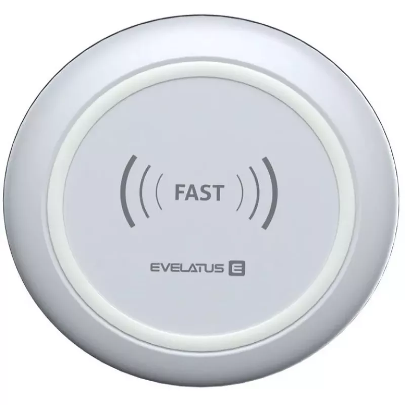 EVELATUS EWC01 belaidis įkroviklis baltas - Qi 10W greito įkrovimo padėklas su Micro-USB laidu