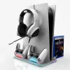 iLike Sim Cooler Stand with Controller Charger for Sony PlayStation 5 / 5 Slim RGB Black