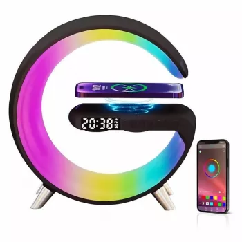 Elight G1 15W belaidis įkroviklis, stalinis žadintuvas, atmosferos naktinė lemputė su Bluetooth garsiakalbiu juoda