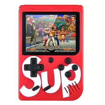 „GameBox R2“ nešiojama retro žaidimų konsolė su 400 žaidimų, 3 colių LCD, 1 valdikliu, TV RCA laidu – raudona