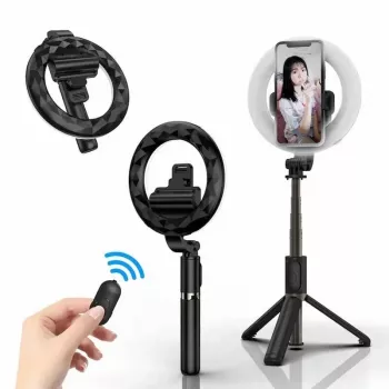Elight L07 Professional Selfie Stick (max 90cm) su žiedo LED šviesa, trikoju, Bluetooth nuotolinio valdymo mygtuku