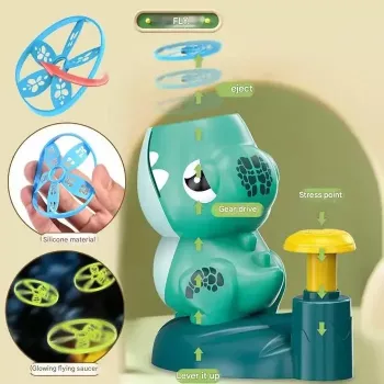 Kiddyz KT1 Dino Flying Disc Catapult Launcher Toy su 2 raketomis