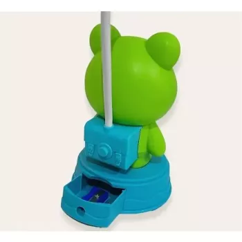 Kiddyz NL1 Space Froggy vaikiška naktinė lemputė-stalinė lempa (20x10 cm) su USB maitinimu ir pieštukų galąstuvu, žalia