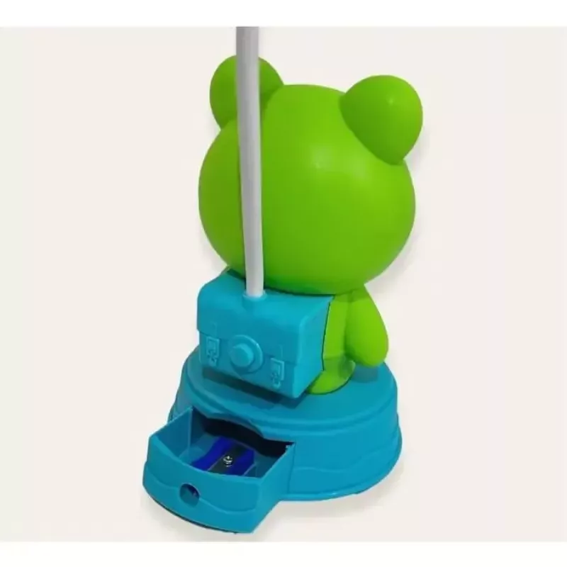 Kiddyz NL1 Space Froggy vaikiška naktinė lemputė-stalinė lempa (20x10 cm) su USB maitinimu ir pieštukų galąstuvu, žalia
