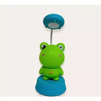 Kiddyz NL1 Space Froggy vaikiška naktinė lemputė-stalinė lempa (20x10 cm) su USB maitinimu ir pieštukų galąstuvu, žalia