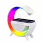 Elight G Shape Speaker Lamp su RGB LED apšvietimu ir belaidžiu išmaniųjų įrenginių įkrovikliu Baltas
