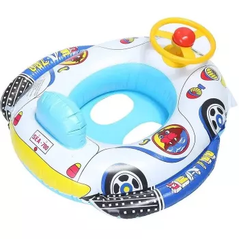 IVY Inflatable Baby Float Seat 62×44×25cm Car Design with Steering Wheel Toddler Water Buoy Multicolor