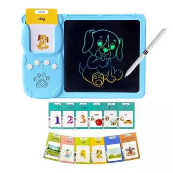 Kiddyz Mokomasis Planšetinis Kompiuteris su 112 Kalbančių Kortelių ir 8,5 colio LCD Rašymo Planšete, USB Įkraunamas Edukacinis Žaislas Vaikams nuo 3 iki 8 Metų