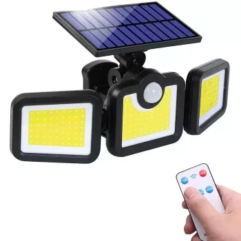 Elight Solar Sensor Wall Light 3in1 LS6 su judesio davikliu, nuotolinio valdymo pulteliu ir išoriniu saulės baterijos skydeliu, juoda