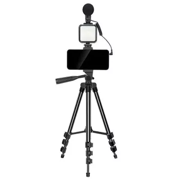 Elight M5 Vlog Smartphone Fix Video & Photo Kit su LED šviesa, mikrofonu, trikoju 1.3m, nuotoliniu valdymu