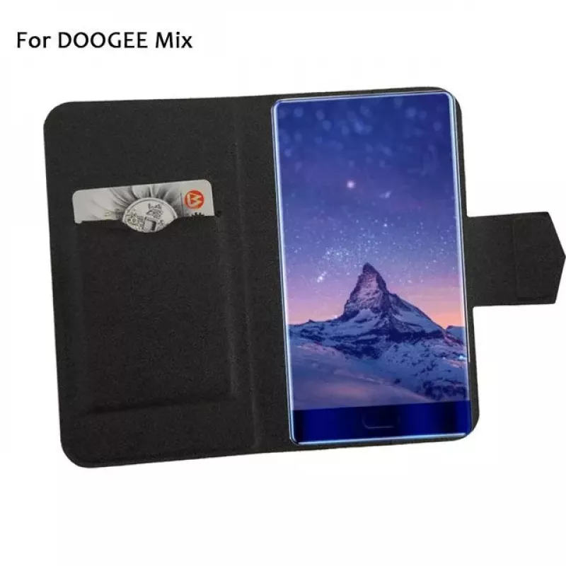 Doogee MIX Apsauginis Dėklas su Atverčiamu Viršeliu ir Grūdinto Stiklo Ekrano Apsauga - Juoda