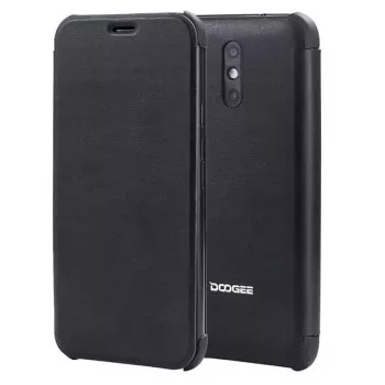 DOOGEE X10 Flip Case + Tempered Glass Screen Protector - Black