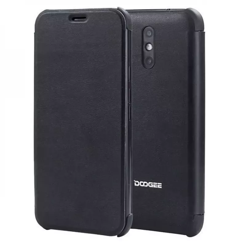 DOOGEE X10 Flip Case + Tempered Glass Screen Protector - Black