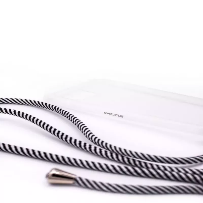 Evelatus Samsung Galaxy A70 Dėklas su Virve Juodos Juostelės Skaidrus
