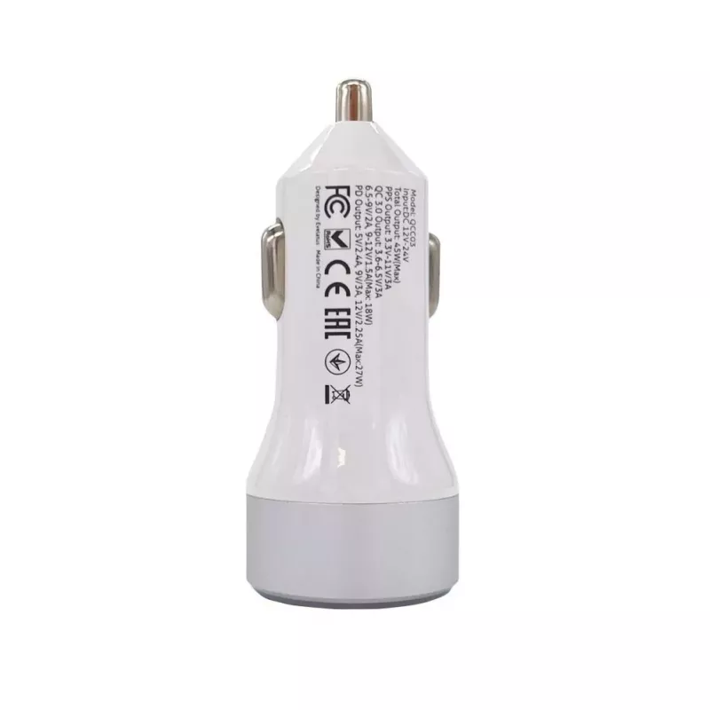 Evelatus Quick Car Charger QCC03 White automobilinis įkroviklis