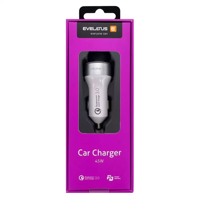 Evelatus Quick Car Charger QCC03 White automobilinis įkroviklis
