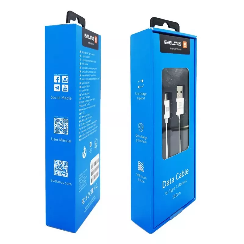 Evelatus duomenų laidas USB-C įrenginiams, TPC07 baltas - USB-A į USB-C, 1,2 m, 15 W įkrovimas, duomenų sinchronizavimas