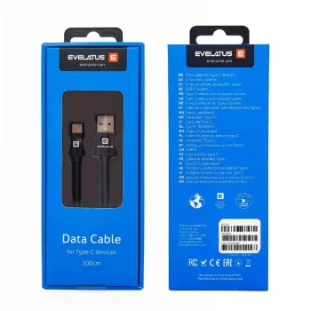Evelatus duomenų laidas USB-C įrenginiams, TPC07 juodas