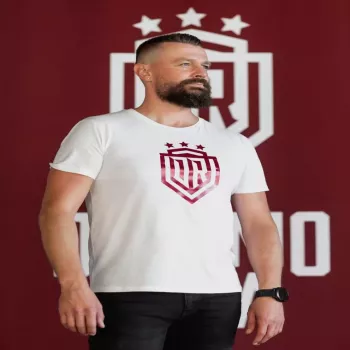 Dinamo Vyriški Marškinėliai XL «DINAMO» su Raudonu Metalinio Blizgesio Spaudiniu Balti