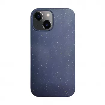iLike Apple iPhone 13 Silicone Plastic Case Eco Print Design Blue