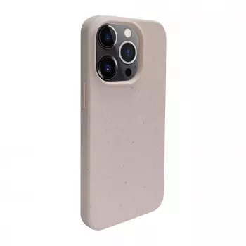 iLike Apple iPhone 14 Pro Max Silicone Plastic Case Eco Print Design Beige