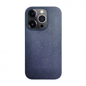 iLike Apple iPhone 14 Pro Silicone Plastic Case Eco Print Design Blue