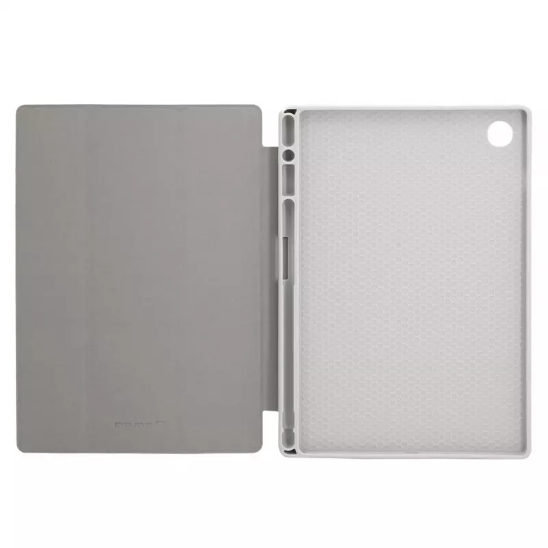 Evelatus Galaxy Tab A8 10.5 (2021) Book Cover su imitaciniu mikropluošto vidumi sidabrinė