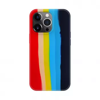 Evelatus Apple iPhone 15 Pro Silicone Case Multi-Colored Rainbow