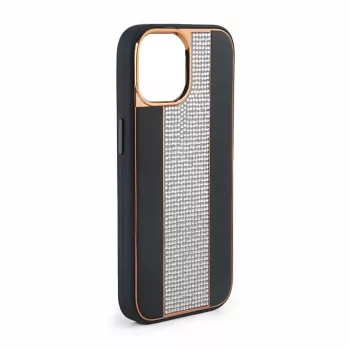 iLike Apple iPhone 15 Pro Diamonds and Leather Case Black