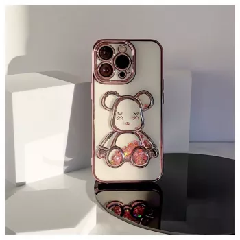 iLike Apple iPhone 15 Pro Max Silicone Case Print Desire Bear Pink